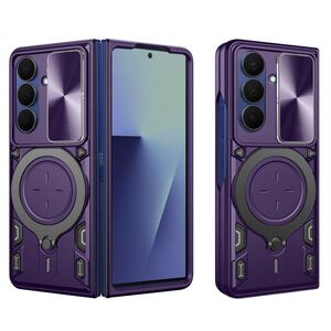 Husa pentru  Samsung Galaxy Z Fold 7 cu protecție pentru cameră și suport magnetic integrat Ring Shockproof, Mov