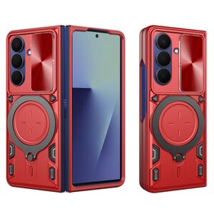 Husa pentru  Samsung Galaxy Z Fold 7 cu protecție pentru cameră și suport magnetic integrat Ring Shockproof, Rosu