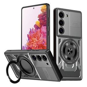 Husa pentru Samsung Galaxy S20 FE TitanX HaloStand Pro cu Inel Pivotant Magnetic 360° & Kickstand, Textura Carbon, protectie lentile - Gri