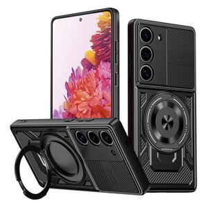 Husa pentru Samsung Galaxy S20 FE TitanX HaloStand Pro cu Inel Pivotant Magnetic 360° & Kickstand, Textura Carbon, protectie lentile - Negru