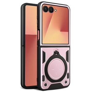 Husa pentru Samsung Galaxy Z Flip 7 cu suport magnetic integrat Ring Shockproof, Rose Gold