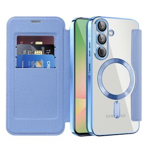 Husa pentru  Samsung Galaxy A56 EliteBook Executive Tip Carte cu Protectie RFID, Compatibilitate MagSafe si protectie lentile Transparent - Albastru deschis
