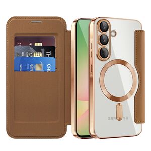 Husa pentru  Samsung Galaxy A56 EliteBook Executive Tip Carte cu Protectie RFID, Compatibilitate MagSafe si protectie lentile Transparent - Maro