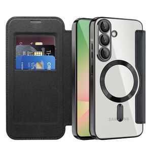Husa pentru  Samsung Galaxy A56 EliteBook Executive Tip Carte cu Protectie RFID, Compatibilitate MagSafe si protectie lentile Transparent - Negru