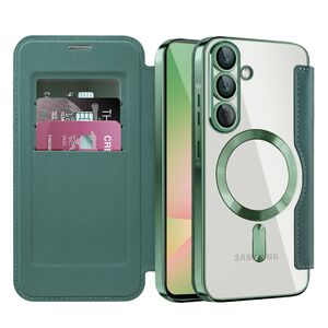 Husa pentru  Samsung Galaxy A56 EliteBook Executive Tip Carte cu Protectie RFID, Compatibilitate MagSafe si protectie lentile Transparent - Verde