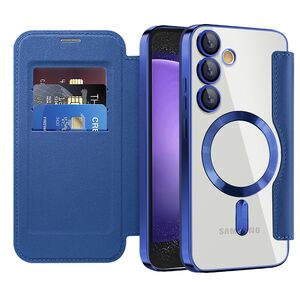 Husa pentru  Samsung Galaxy S23 FE EliteBook Executive Tip Carte cu Protectie RFID, Compatibilitate MagSafe si protectie lentile Transparent - Albastru