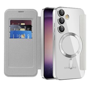 Husa pentru  Samsung Galaxy S23 Plus  EliteBook Executive Tip Carte cu Protectie RFID, Compatibilitate MagSafe si protectie lentile Transparent - Maro