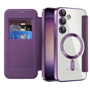 Husa pentru  Samsung Galaxy S23 Plus  EliteBook Executive Tip Carte cu Protectie RFID, Compatibilitate MagSafe si protectie lentile Transparent - Mov