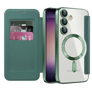 Husa pentru  Samsung Galaxy S23 Plus  EliteBook Executive Tip Carte cu Protectie RFID, Compatibilitate MagSafe si protectie lentile Transparent - Verde