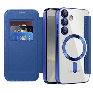 Husa pentru  Samsung Galaxy S24+ Plus EliteBook Executive Tip Carte cu Protectie RFID, Compatibilitate MagSafe si protectie lentile Transparent - Albastru
