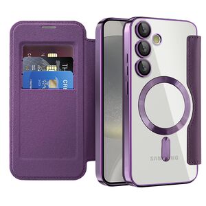 Husa pentru  Samsung Galaxy S24+ Plus EliteBook Executive Tip Carte cu Protectie RFID, Compatibilitate MagSafe si protectie lentile Transparent - Mov