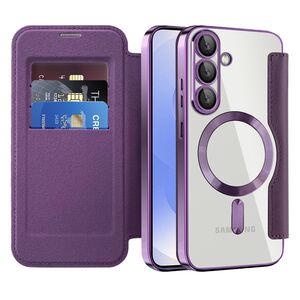 Husa pentru  Samsung Galaxy S25+ EliteBook Executive Tip Carte cu Protectie RFID, Compatibilitate MagSafe si protectie lentile Transparent - Mov
