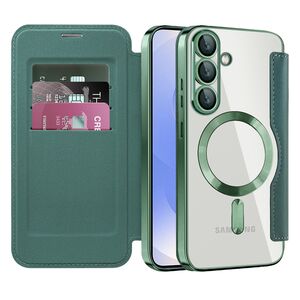 Husa pentru  Samsung Galaxy S25+ EliteBook Executive Tip Carte cu Protectie RFID, Compatibilitate MagSafe si protectie lentile Transparent - Verde