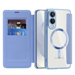 Husa pentru  Samsung Galaxy S25 Edge EliteBook Executive Tip Carte cu Protectie RFID, Compatibilitate MagSafe si protectie lentile Transparent - Albastru deschis