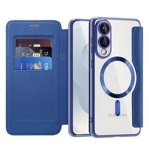 Husa pentru  Samsung Galaxy S25 Edge EliteBook Executive Tip Carte cu Protectie RFID, Compatibilitate MagSafe si protectie lentile Transparent - Albastru