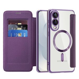 Husa pentru  Samsung Galaxy S25 Edge EliteBook Executive Tip Carte cu Protectie RFID, Compatibilitate MagSafe si protectie lentile Transparent - Mov