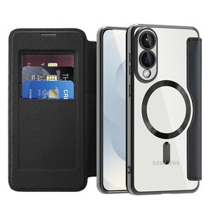 Husa pentru  Samsung Galaxy S25 Edge EliteBook Executive Tip Carte cu Protectie RFID, Compatibilitate MagSafe si protectie lentile Transparent - Negru