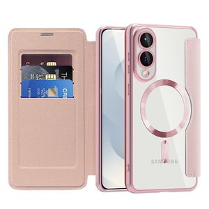 Husa pentru  Samsung Galaxy S25 Edge EliteBook Executive Tip Carte cu Protectie RFID, Compatibilitate MagSafe si protectie lentile Transparent - Roz