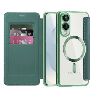 Husa pentru  Samsung Galaxy S25 Edge EliteBook Executive Tip Carte cu Protectie RFID, Compatibilitate MagSafe si protectie lentile Transparent - Verde