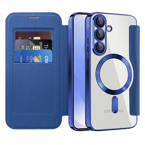 Husa pentru  Samsung Galaxy S25 EliteBook Executive Tip Carte cu Protectie RFID, Compatibilitate MagSafe si protectie lentile Transparent - Albastru