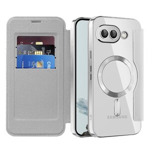 Husa pentru  Google Pixel 9A EliteBook Executive Tip Carte cu Protectie RFID, Compatibilitate MagSafe si protectie lentile Transparent - Argintiu