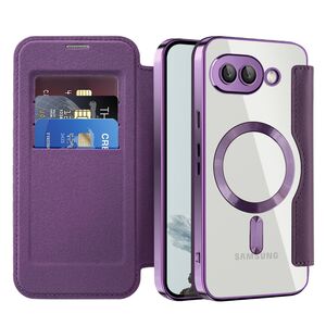 Husa pentru  Google Pixel 9A EliteBook Executive Tip Carte cu Protectie RFID, Compatibilitate MagSafe si protectie lentile Transparent - Mov