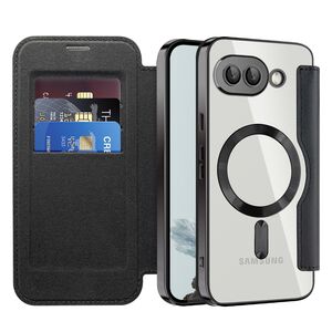 Husa pentru  Google Pixel 9A EliteBook Executive Tip Carte cu Protectie RFID, Compatibilitate MagSafe si protectie lentile Transparent - Negru