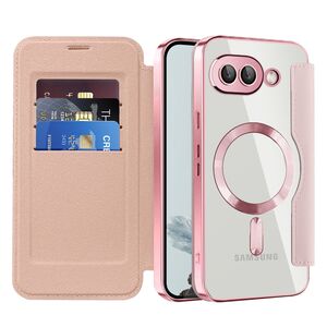Husa pentru  Google Pixel 9A EliteBook Executive Tip Carte cu Protectie RFID, Compatibilitate MagSafe si protectie lentile Transparent - Roz