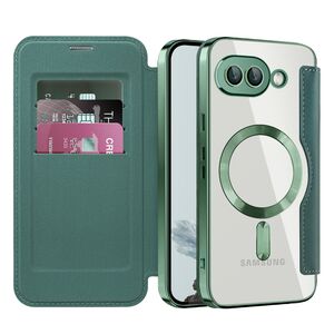 Husa pentru  Google Pixel 9A EliteBook Executive Tip Carte cu Protectie RFID, Compatibilitate MagSafe si protectie lentile Transparent - Verde