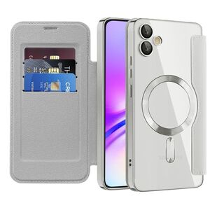 Husa pentru  Samsung Galaxy A05 EliteBook Executive Tip Carte cu Protectie RFID, Compatibilitate MagSafe si protectie lentile Transparent - Argintiu
