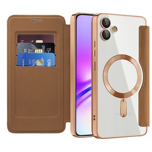 Husa pentru  Samsung Galaxy A05 EliteBook Executive Tip Carte cu Protectie RFID, Compatibilitate MagSafe si protectie lentile Transparent - Maro