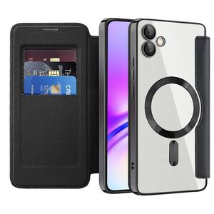 Husa pentru  Samsung Galaxy A05 EliteBook Executive Tip Carte cu Protectie RFID, Compatibilitate MagSafe si protectie lentile Transparent - Negru