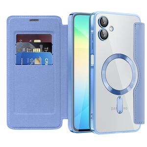 Husa pentru  Samsung Galaxy A06 EliteBook Executive Tip Carte cu Protectie RFID, Compatibilitate MagSafe si protectie lentile Transparent - Albastru deschis