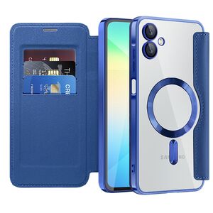 Husa pentru  Samsung Galaxy A06 EliteBook Executive Tip Carte cu Protectie RFID, Compatibilitate MagSafe si protectie lentile Transparent - Albastru