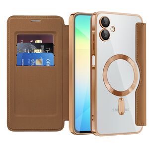 Husa pentru  Samsung Galaxy A06 EliteBook Executive Tip Carte cu Protectie RFID, Compatibilitate MagSafe si protectie lentile Transparent - Maro