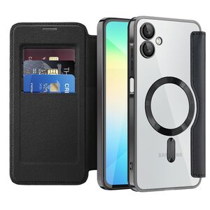 Husa pentru  Samsung Galaxy A06 EliteBook Executive Tip Carte cu Protectie RFID, Compatibilitate MagSafe si protectie lentile Transparent - Negru