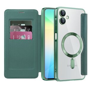 Husa pentru  Samsung Galaxy A06 EliteBook Executive Tip Carte cu Protectie RFID, Compatibilitate MagSafe si protectie lentile Transparent - Verde