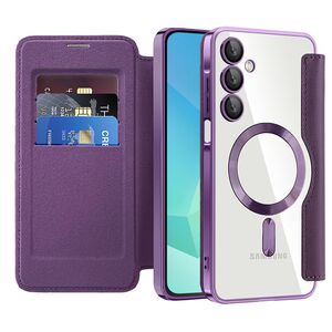 Husa pentru  Samsung Galaxy A16 EliteBook Executive Tip Carte cu Protectie RFID, Compatibilitate MagSafe si protectie lentile Transparent - Mov