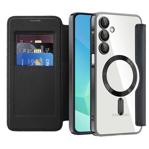 Husa pentru  Samsung Galaxy A16 EliteBook Executive Tip Carte cu Protectie RFID, Compatibilitate MagSafe si protectie lentile Transparent - Negru