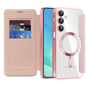 Husa pentru  Samsung Galaxy A16 EliteBook Executive Tip Carte cu Protectie RFID, Compatibilitate MagSafe si protectie lentile Transparent - Roz