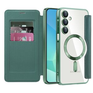 Husa pentru  Samsung Galaxy A16 EliteBook Executive Tip Carte cu Protectie RFID, Compatibilitate MagSafe si protectie lentile Transparent - Verde