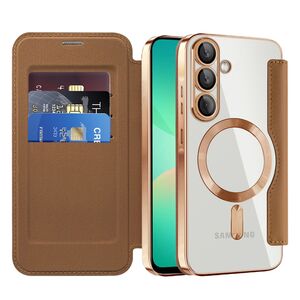 Husa pentru  Samsung Galaxy A26 EliteBook Executive Tip Carte cu Protectie RFID, Compatibilitate MagSafe si protectie lentile Transparent - Maro