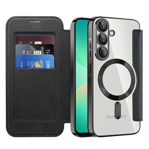 Husa pentru  Samsung Galaxy A26 EliteBook Executive Tip Carte cu Protectie RFID, Compatibilitate MagSafe si protectie lentile Transparent - Negru
