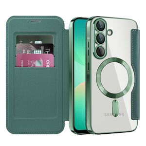 Husa pentru  Samsung Galaxy A26 EliteBook Executive Tip Carte cu Protectie RFID, Compatibilitate MagSafe si protectie lentile Transparent - Verde
