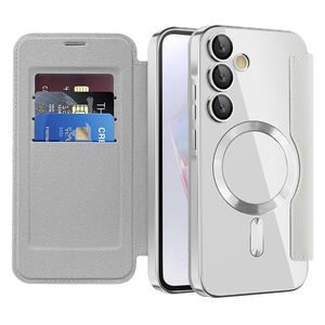Husa pentru  Samsung Galaxy A35 EliteBook Executive Tip Carte cu Protectie RFID, Compatibilitate MagSafe si protectie lentile Transparent - Argintiu