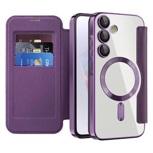 Husa pentru  Samsung Galaxy A35 EliteBook Executive Tip Carte cu Protectie RFID, Compatibilitate MagSafe si protectie lentile Transparent - Mov