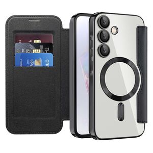 Husa pentru  Samsung Galaxy A35 EliteBook Executive Tip Carte cu Protectie RFID, Compatibilitate MagSafe si protectie lentile Transparent - Negru