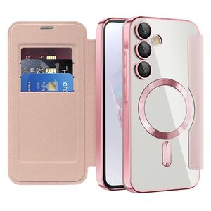 Husa pentru  Samsung Galaxy A35 EliteBook Executive Tip Carte cu Protectie RFID, Compatibilitate MagSafe si protectie lentile Transparent - Roz