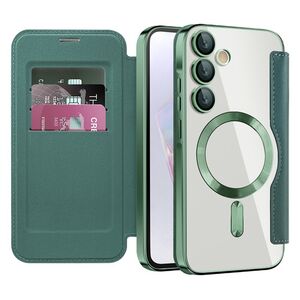 Husa pentru  Samsung Galaxy A35 EliteBook Executive Tip Carte cu Protectie RFID, Compatibilitate MagSafe si protectie lentile Transparent - Verde