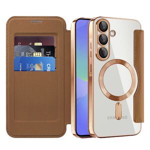 Husa pentru  Samsung Galaxy A36 EliteBook Executive Tip Carte cu Protectie RFID, Compatibilitate MagSafe si protectie lentile Transparent - Maro